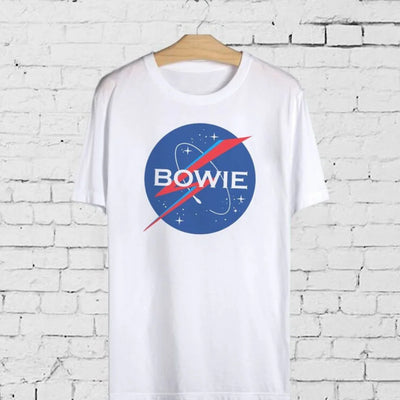 Camiseta Básica David Bowie Nasa Funny Branco