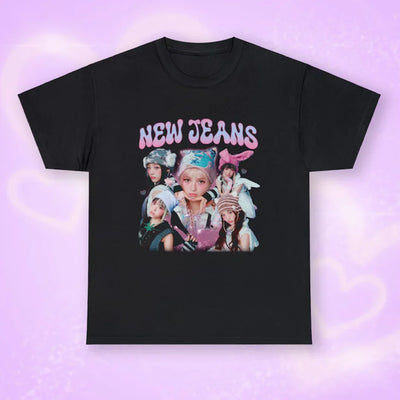 Camiseta Básica NewJeans Candy - preto