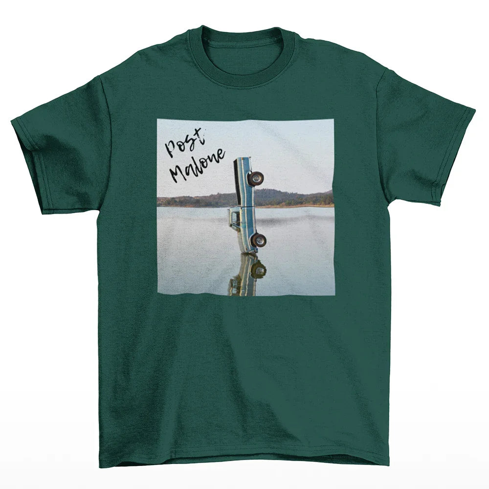 Camiseta Básica Post Malone New Album Car- verde