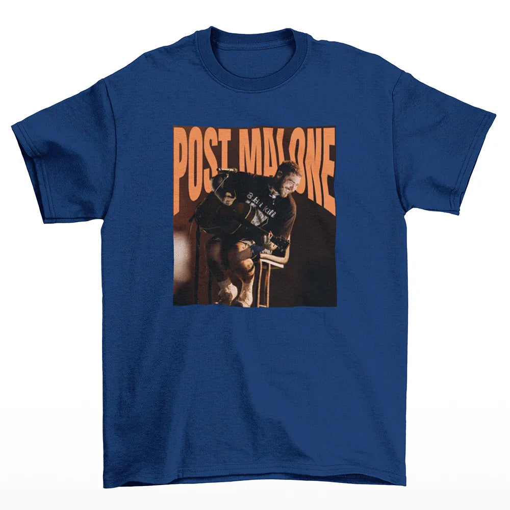 Camiseta Básica Post Malone Happy Singer - azul-marinho