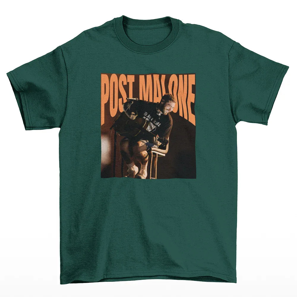 Camiseta Básica Post Malone Happy Singer - verde
