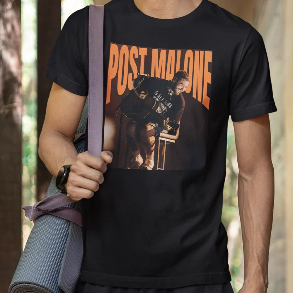 Camiseta Básica Post Malone Happy Singer - preto