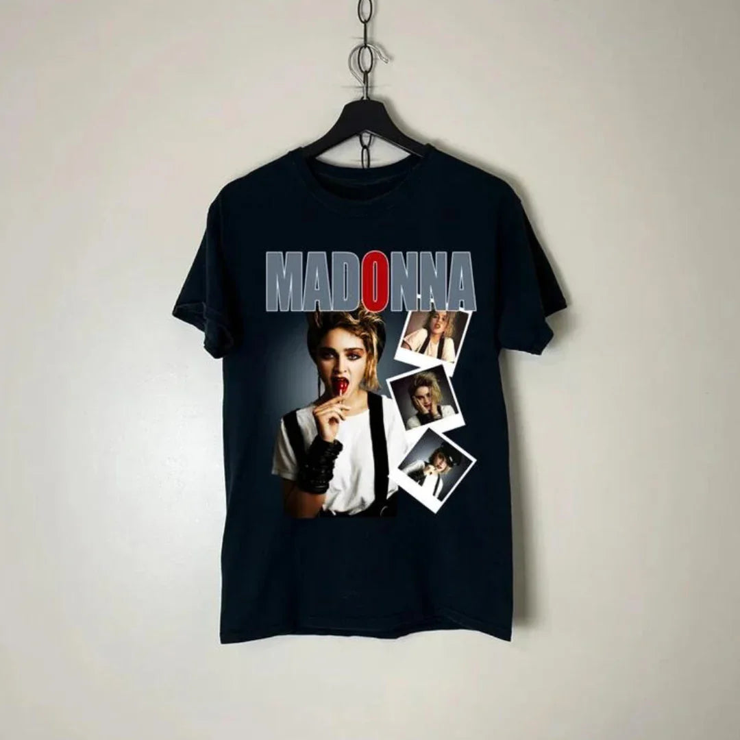 Camiseta Básica Madonna Queen Of Pop Retro Preto