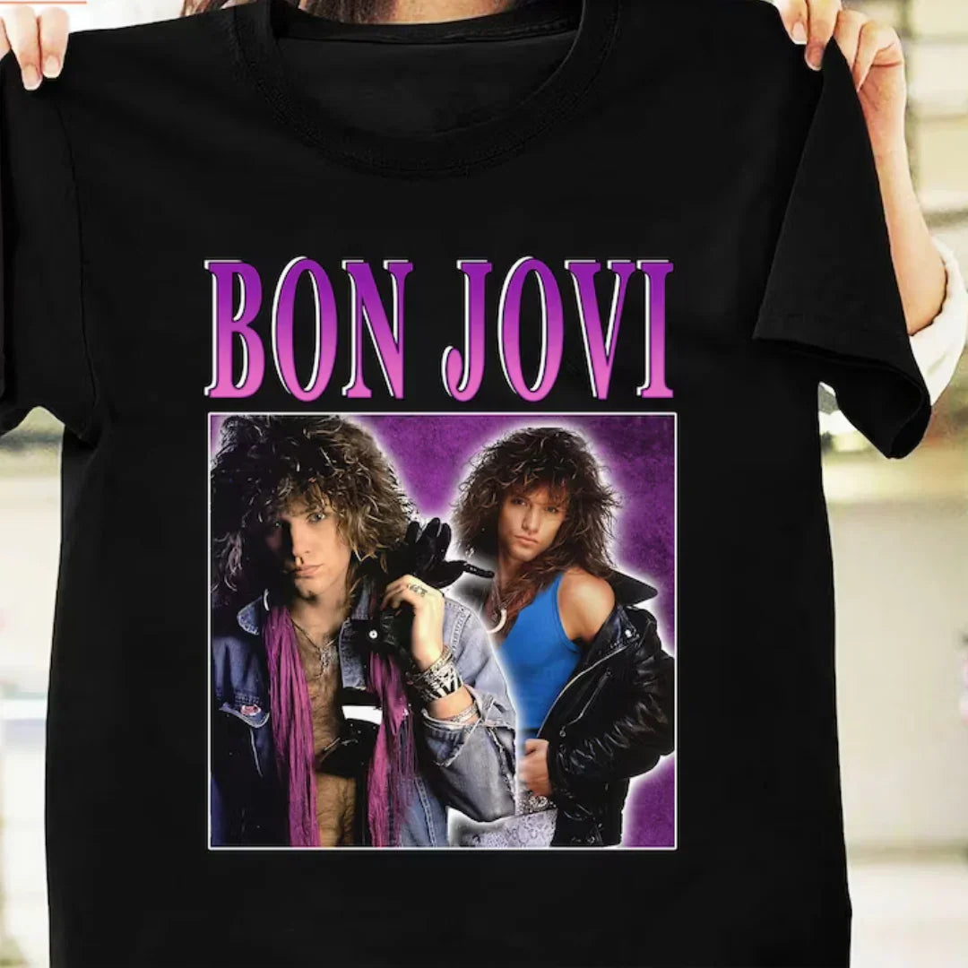 Camiseta Básica Bon Jovi Retro