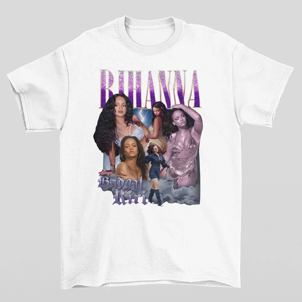 Camiseta Básica Rihanna Badgalriri- BRANCO