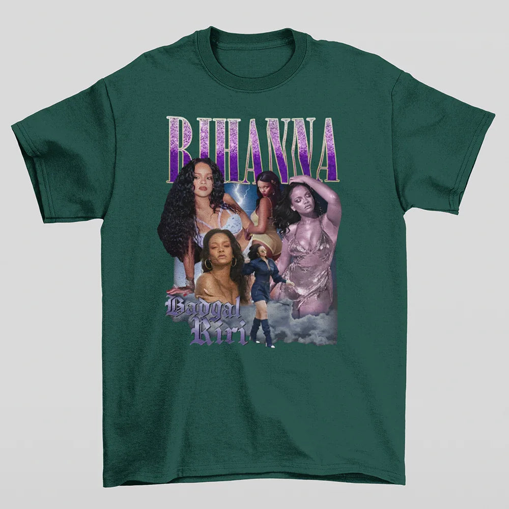 Camiseta Básica Rihanna Badgalriri- VERDE