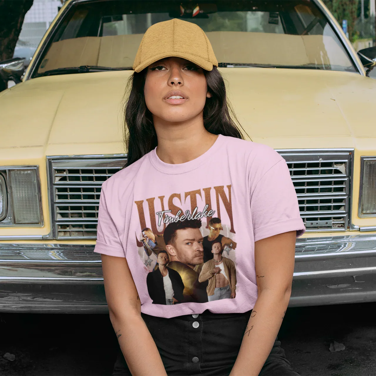 Camiseta Básica Justin Timberlake Sexy Back - Rosa Bebê