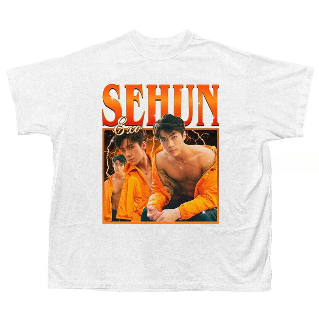 Camiseta Básica Exo Sehun - branco