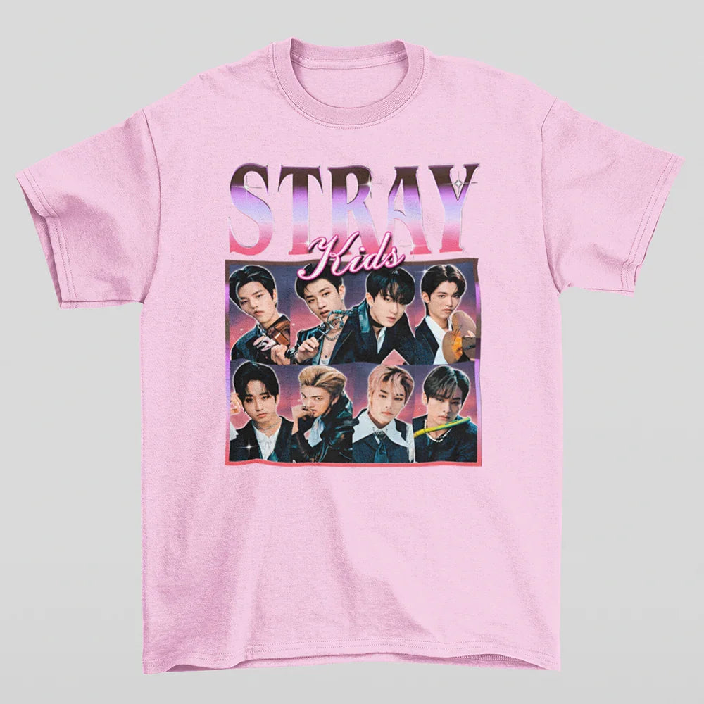 Camiseta Básica Stray Kids Graphic- ROSA BEBE