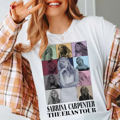 Camiseta Básica Sabrina Carpenter The Eras Tour Branco