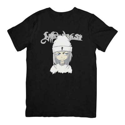 Camiseta Básica Billie Eilish Cute Cartoon - Preto