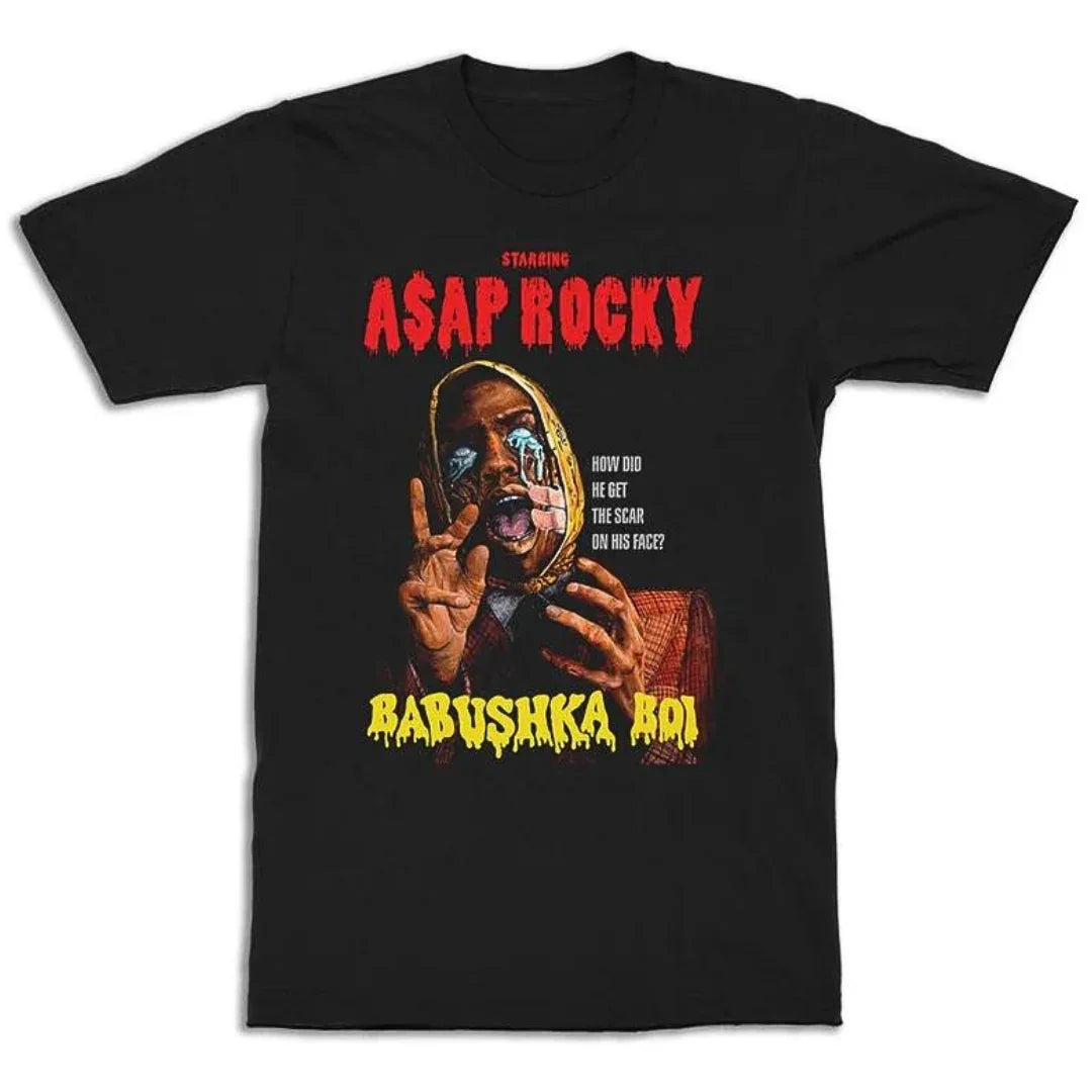 Camiseta Básica Asap Rocky Babushka Boi - PRETO ( FRENTE ) 
