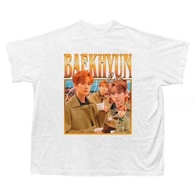 Camiseta Básica EXO Baekhyun Graphic - branco