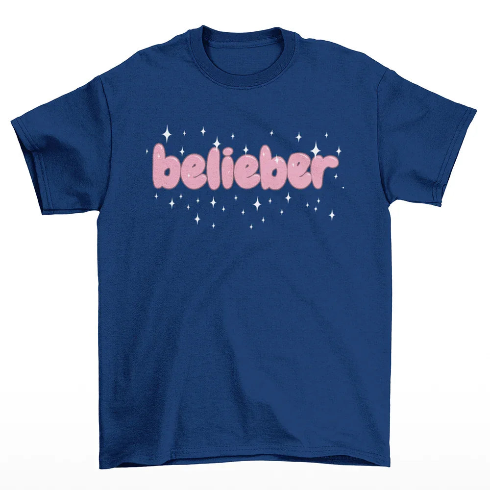 Camiseta Básica Justin Bieber Belieber Azul Marinho