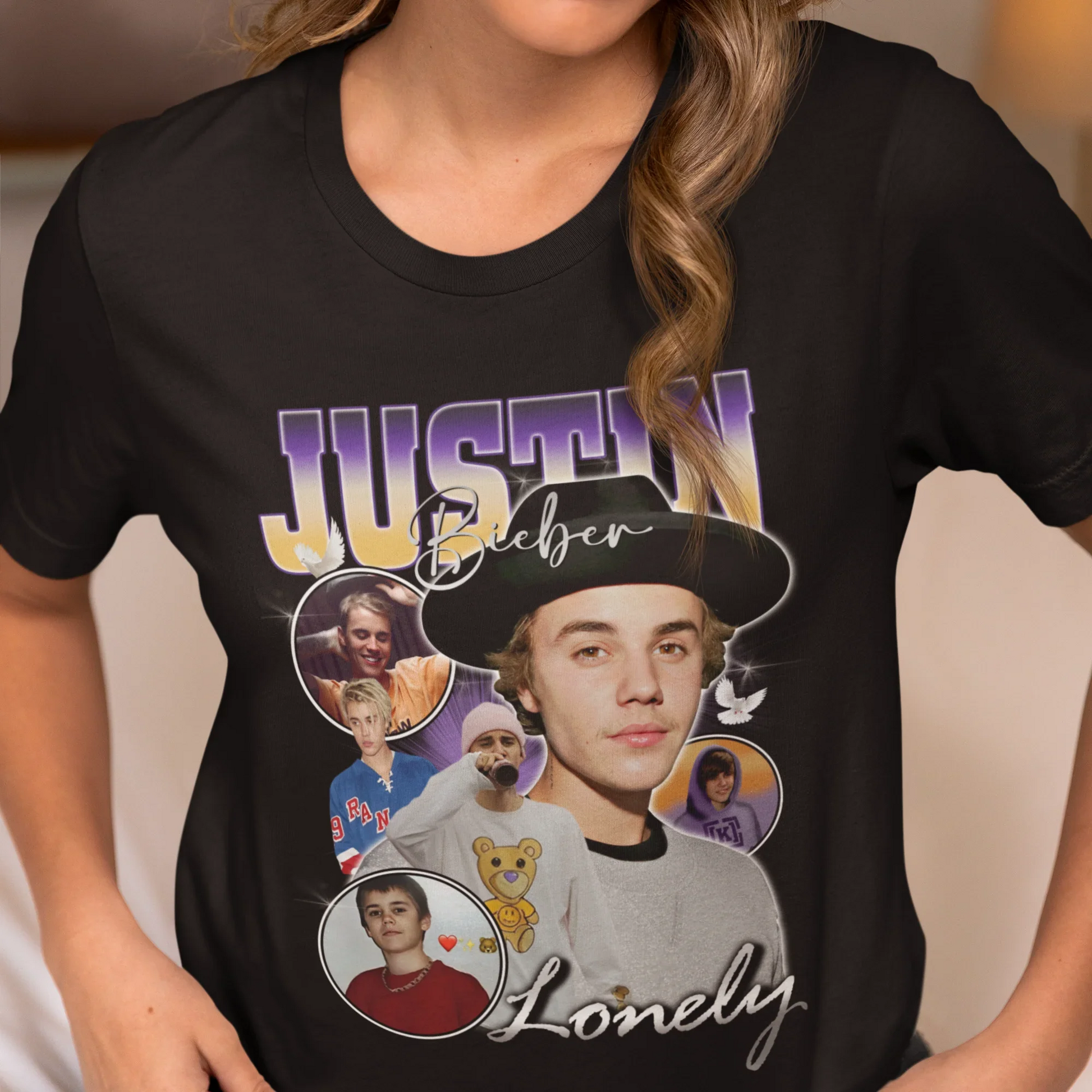 Camiseta Básica Justin Bieber Lonely- PRETO