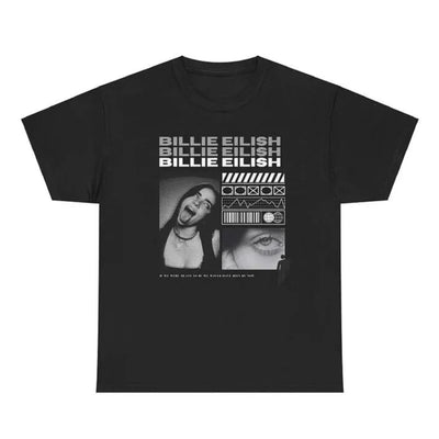 Camiseta Básica Billie Eilish Graphic- Preto