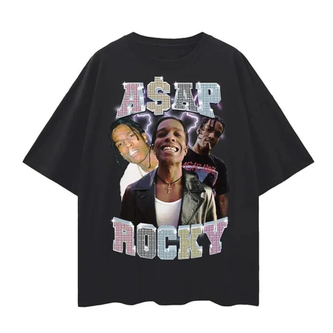 Camiseta Básica Asap Rocky Collab - PRETO ( FRENTE ) 