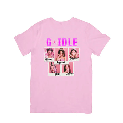 Camiseta Básica (G)i-dle Collage - rosa bebê 