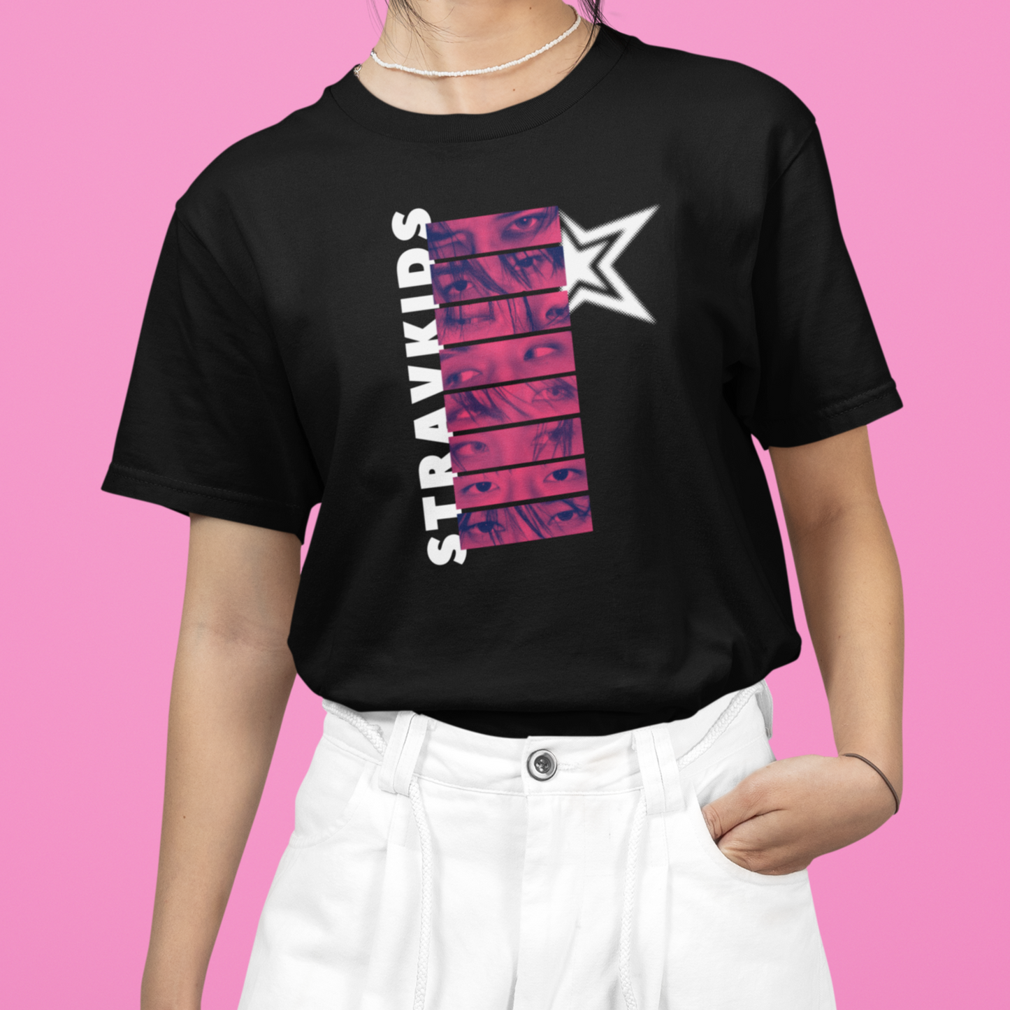 Camiseta Básica Stray Kids Pink Collab