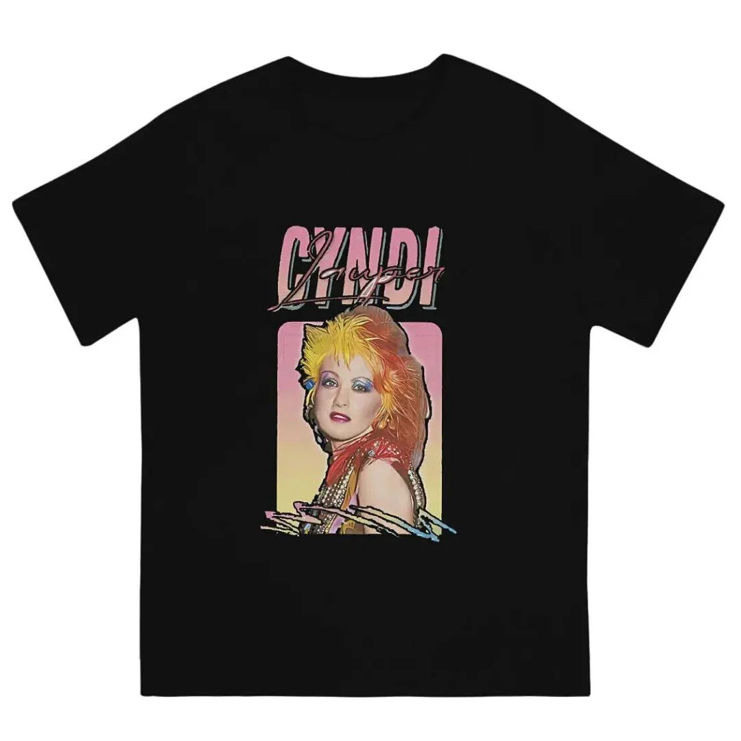 Camiseta Básica Cyndi Lauper Graphic Retro - Preto