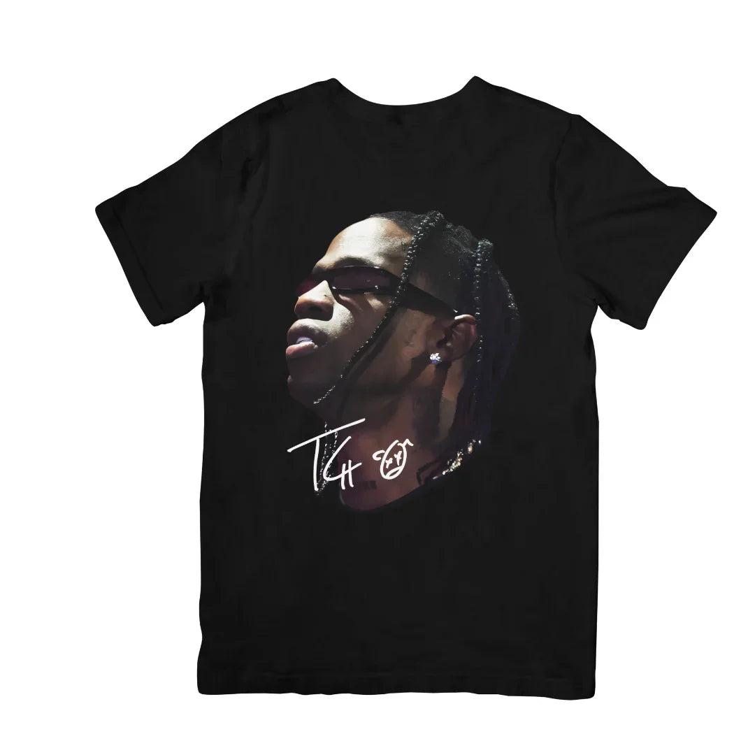 Camiseta Básica Travis Scott La Flame Preto