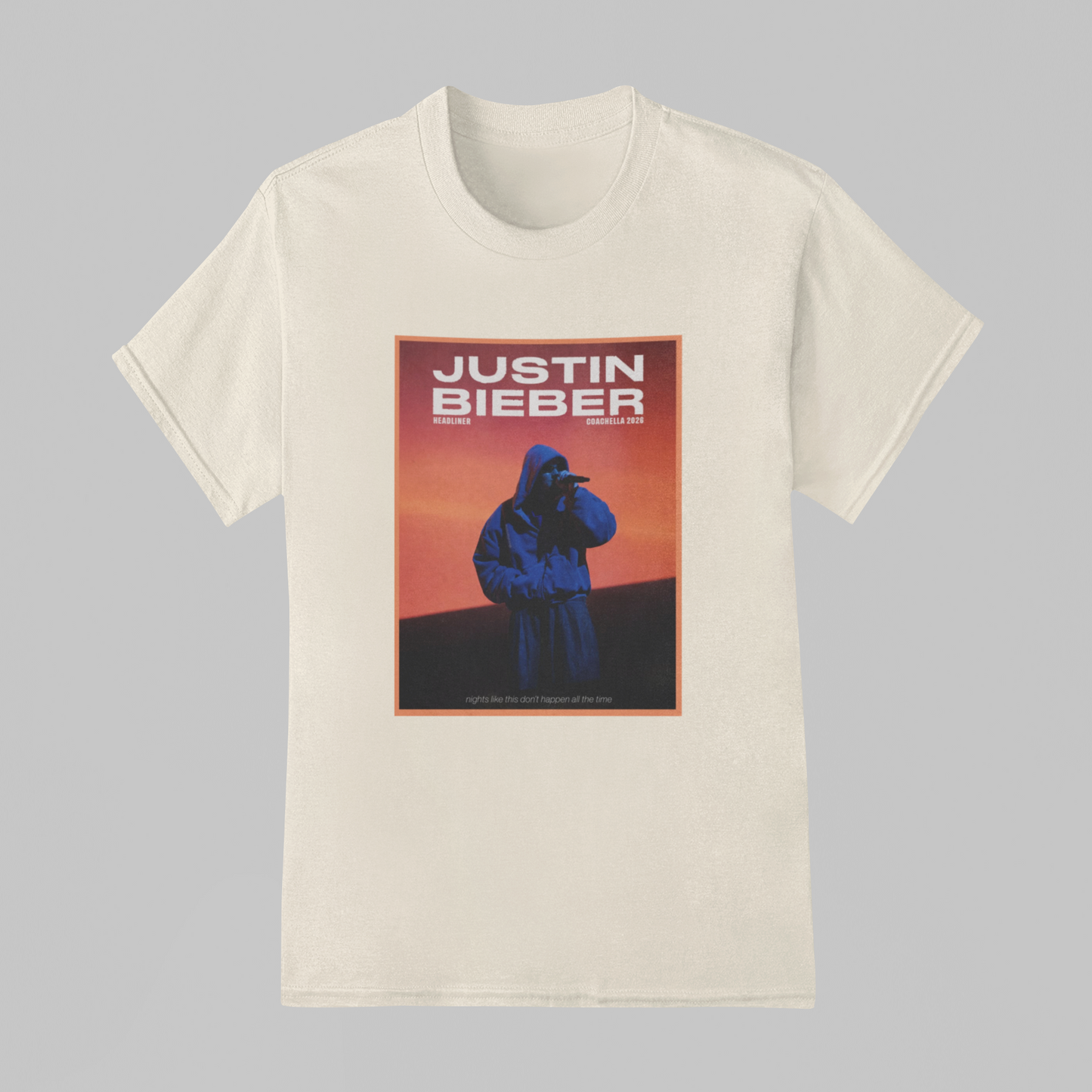 Camiseta Básica Justin Bieber Coachella 2026