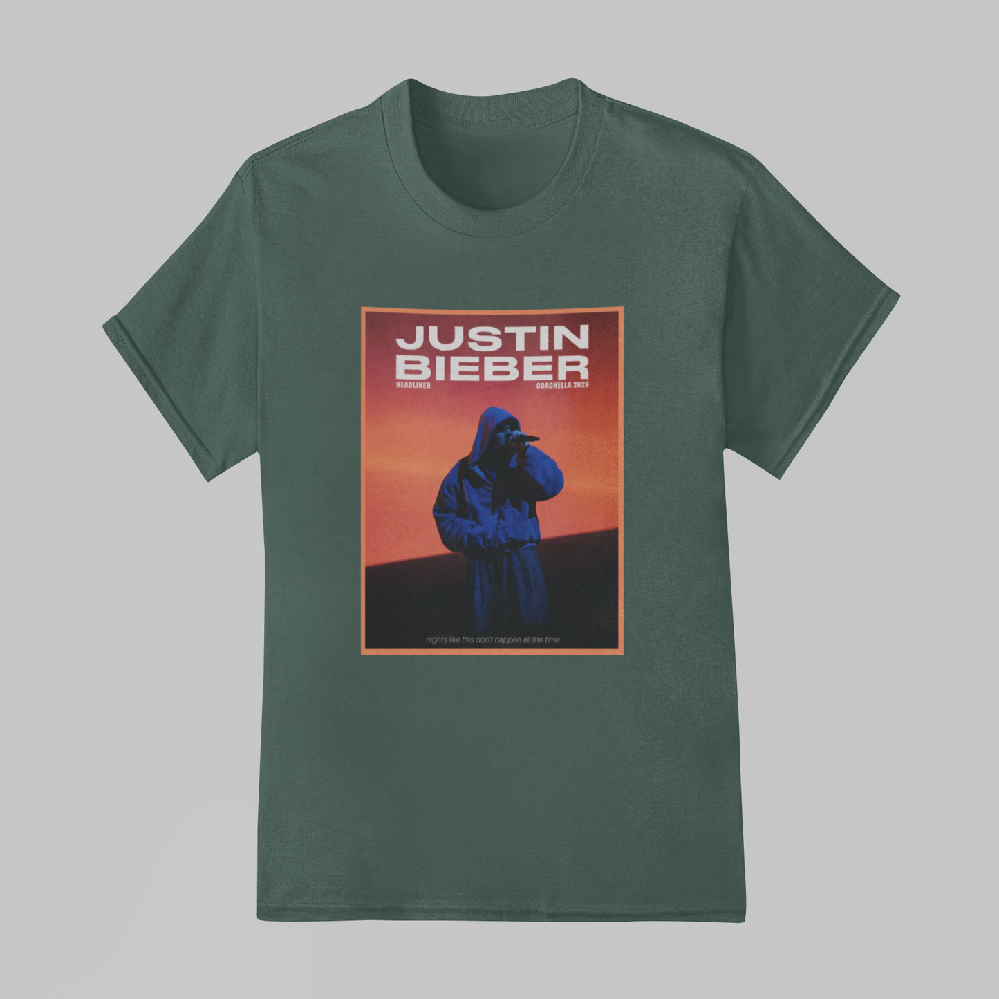 Camiseta Básica Justin Bieber Coachella 2026