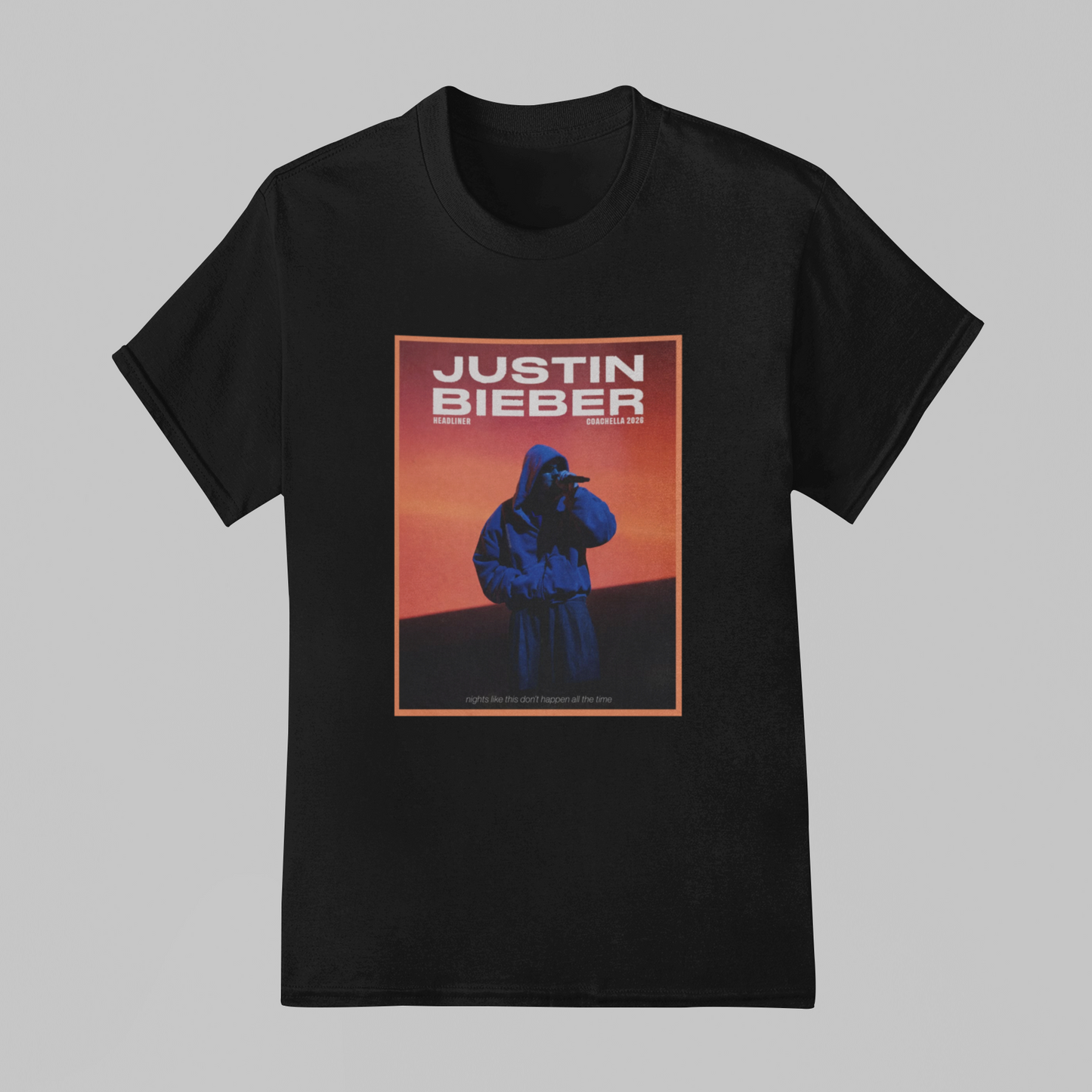 Camiseta Básica Justin Bieber Coachella 2026