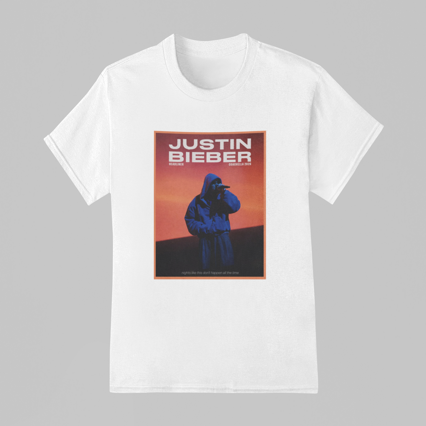 Camiseta Básica Justin Bieber Coachella 2026