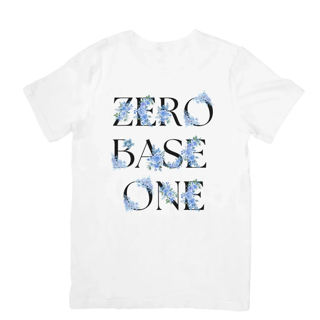 Camiseta Básica Zerobaseone Flowers-BRANCO