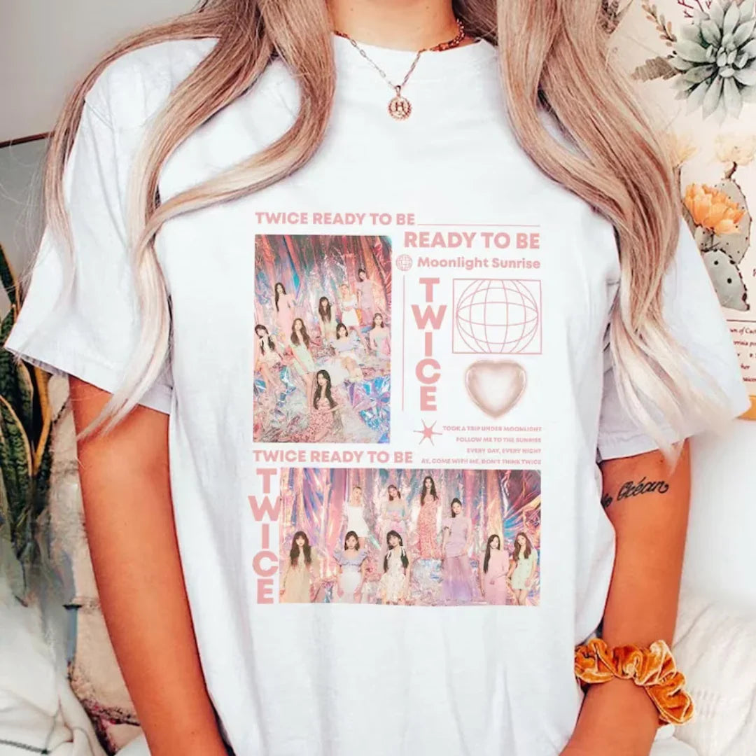 Camiseta Básica Twice Ready To Be Aesthetic - branco