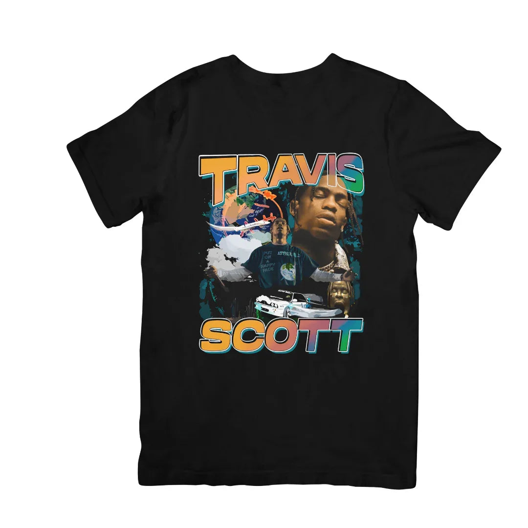 Camiseta Básica Travis Scott Rapper Preto