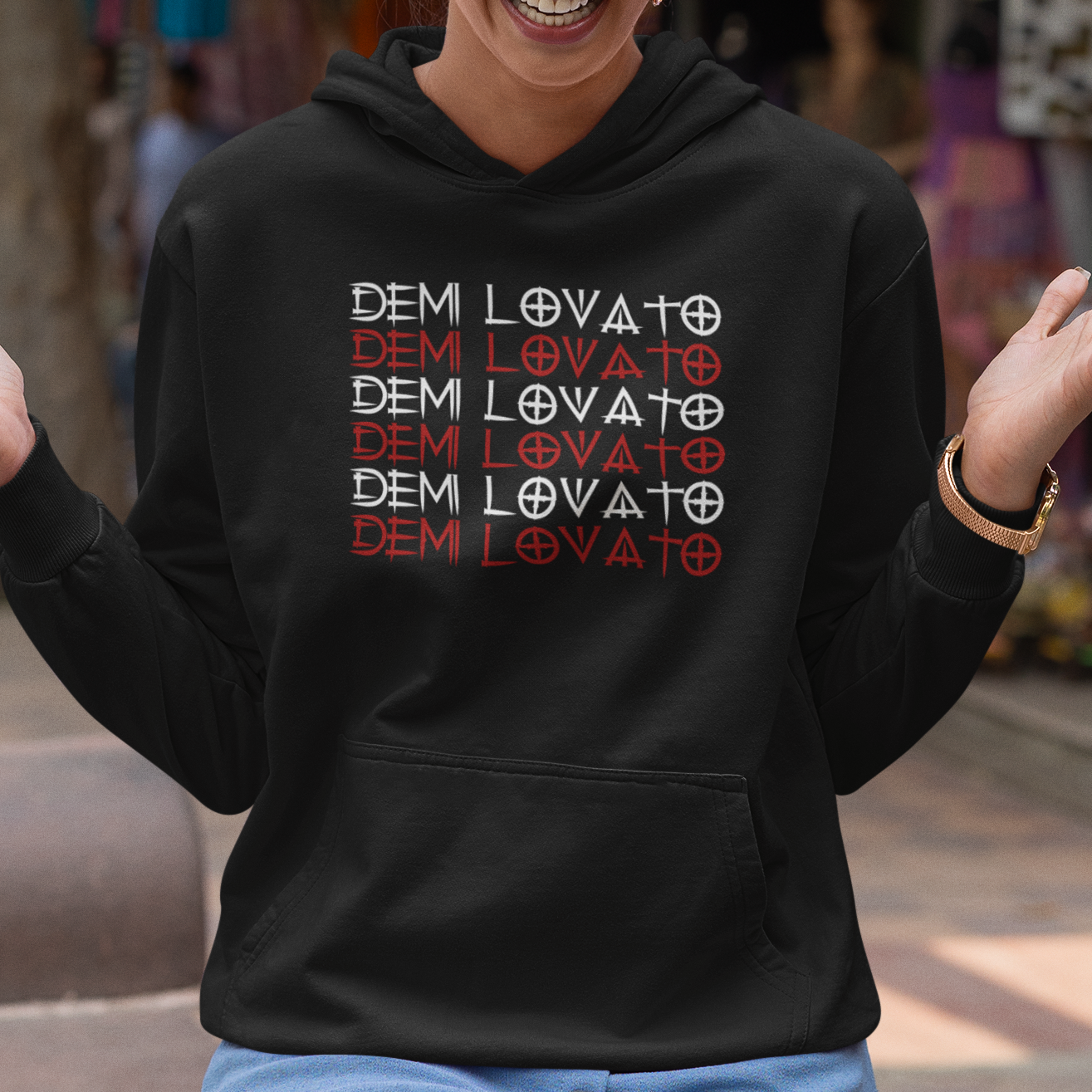 Moletom Canguru Demi Lovato Name Logo
