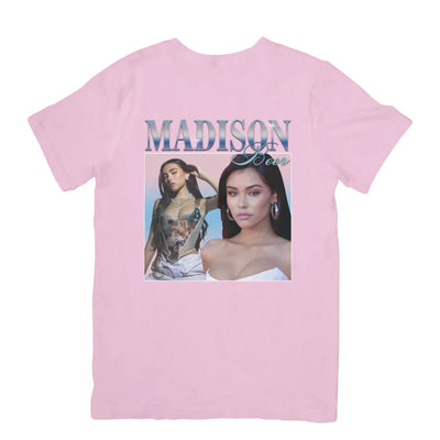Camiseta Básica Madison Beer Graphic Rosa Bebê 