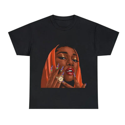 Camiseta Básica Megan Thee Stallion Graphic-PRETO