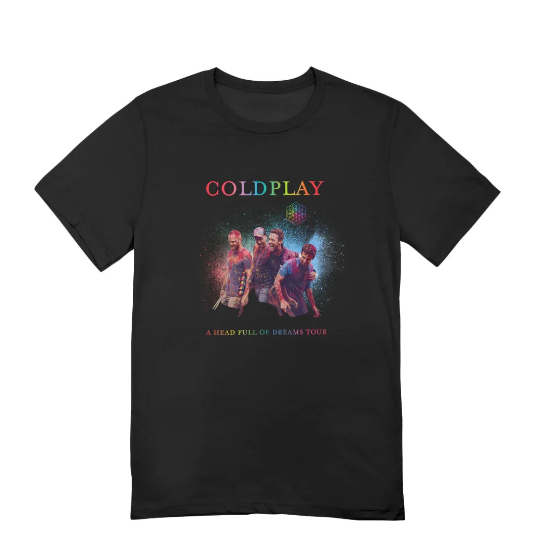 Camiseta Básica Coldplay Graphic Design-PRETO