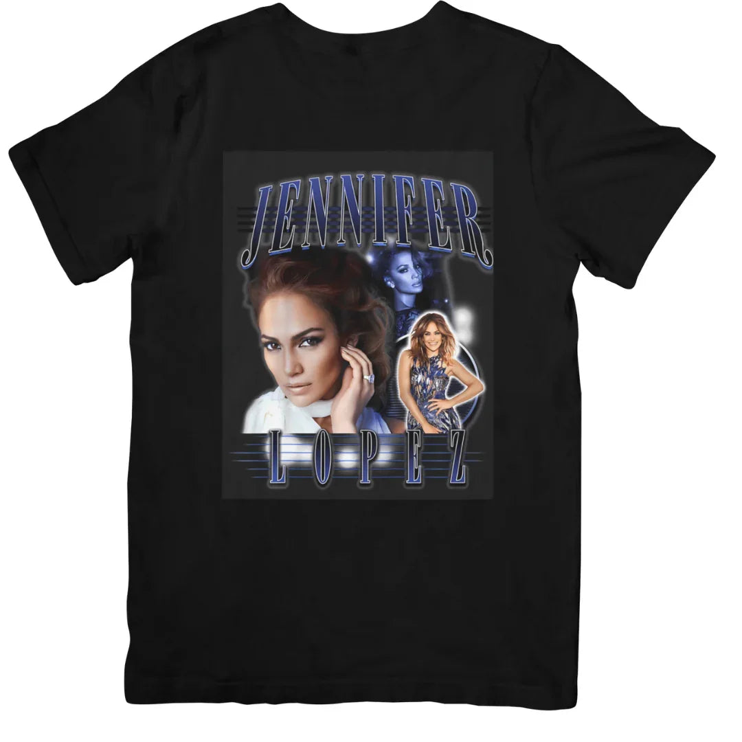 Camiseta Básica Jennifer Lopez Graphic Retro - Preto