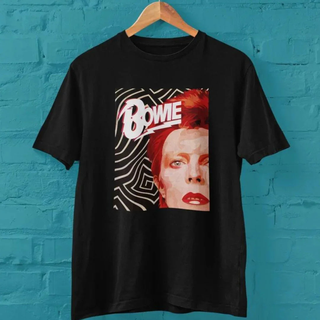 Camiseta Básica David Bowie Graphic Retro Preto
