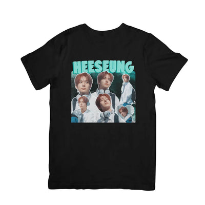 Camiseta Básica Enhypen Heeseung Vintage - preto