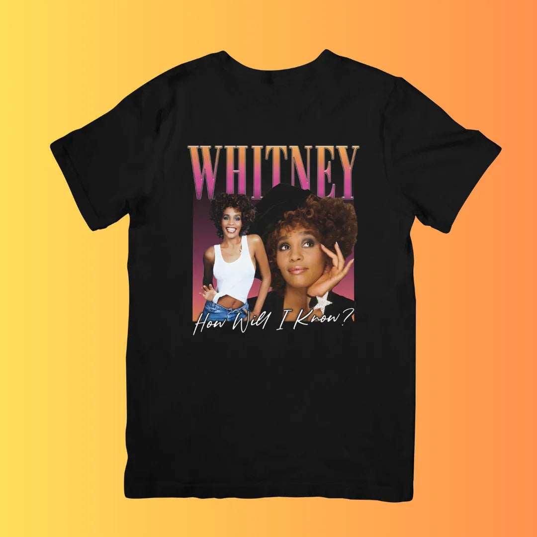 Camiseta Básica Whitney Houston How Will I Know ?-PRETO