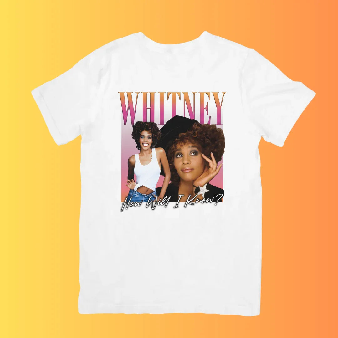 Camiseta Básica Whitney Houston How Will I Know ?-BRANCO