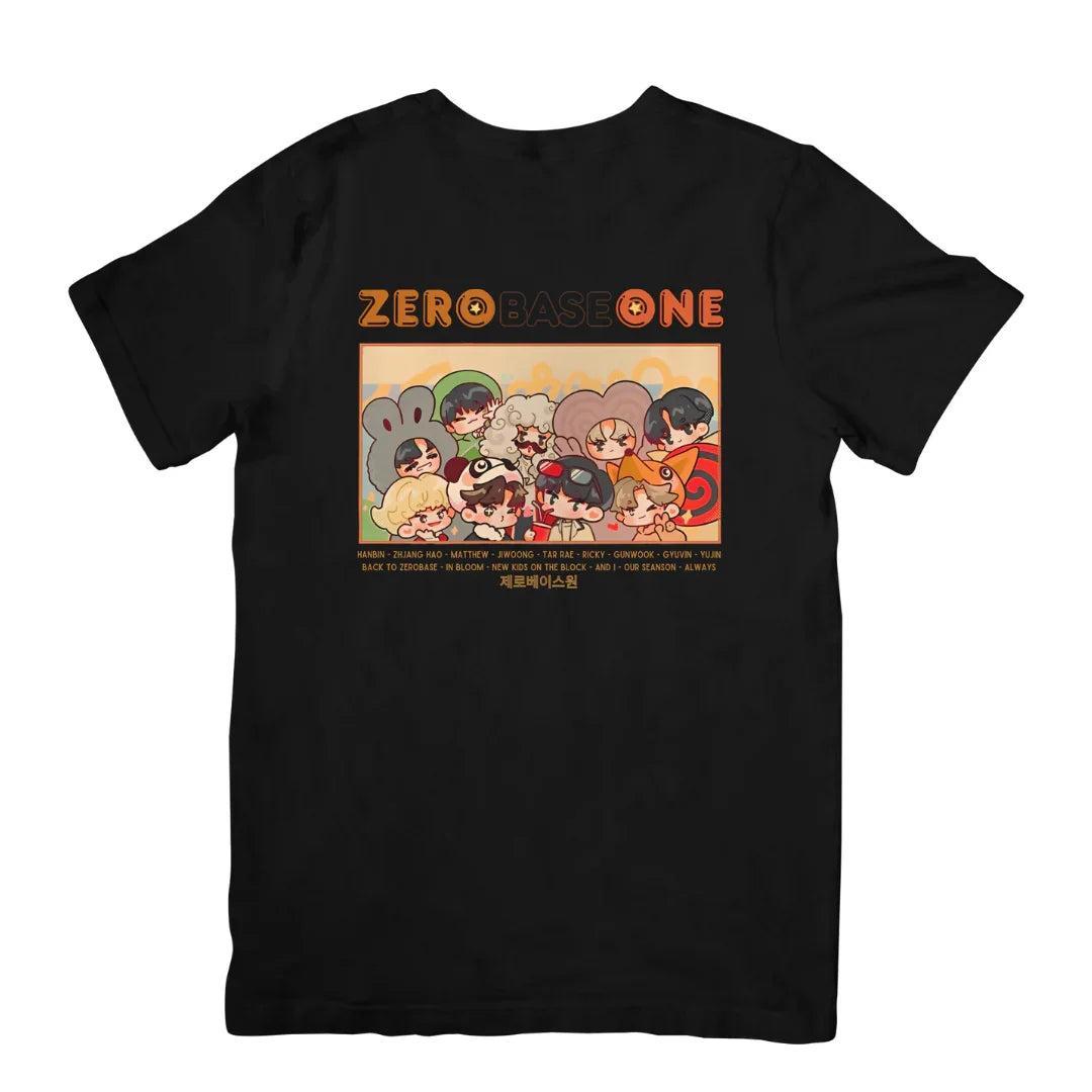 Camiseta Básica Zerobaseone Illustrated-PRETO