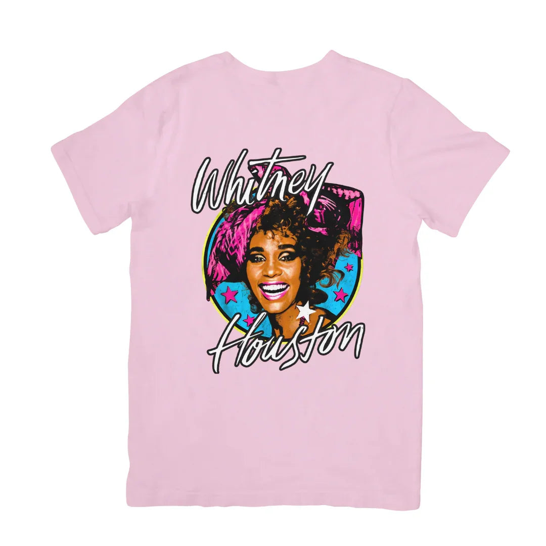 Camiseta Básica Whitney Houston Illustrated-ROSA BEBE