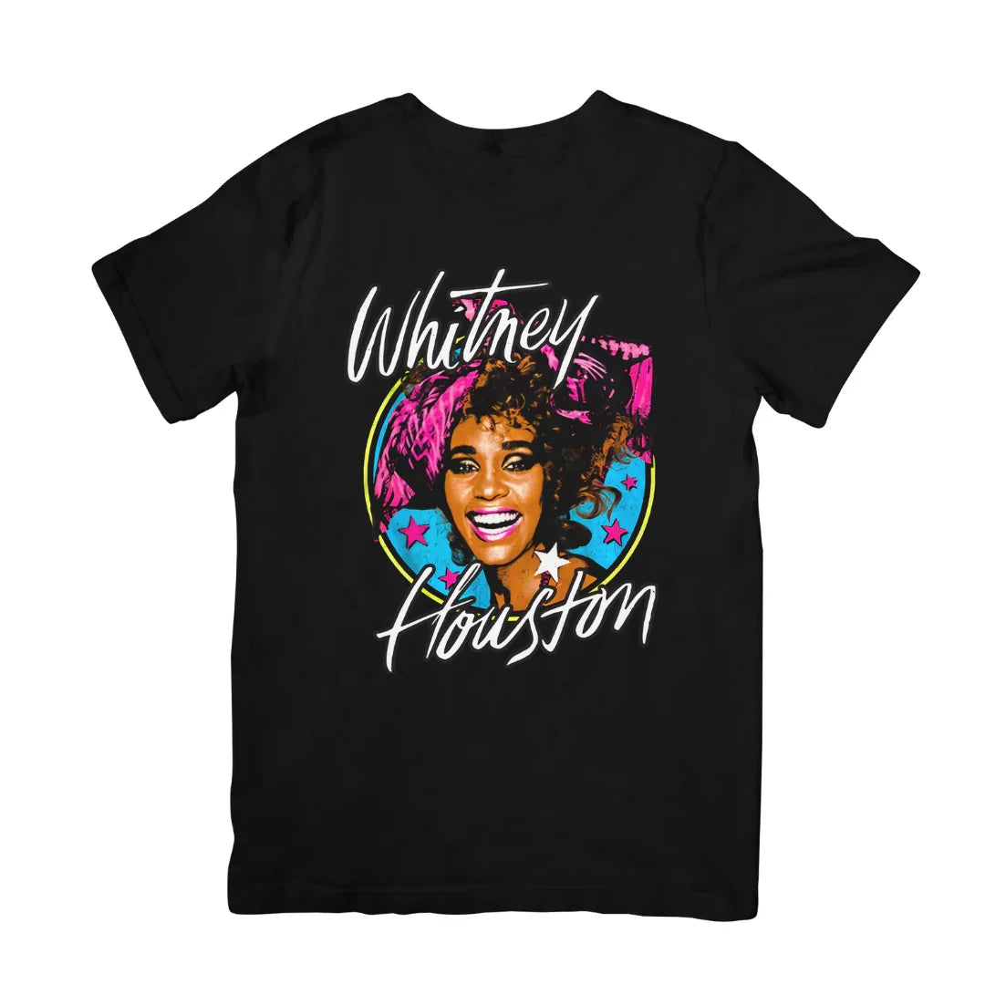 Camiseta Básica Whitney Houston Illustrated-PRETO