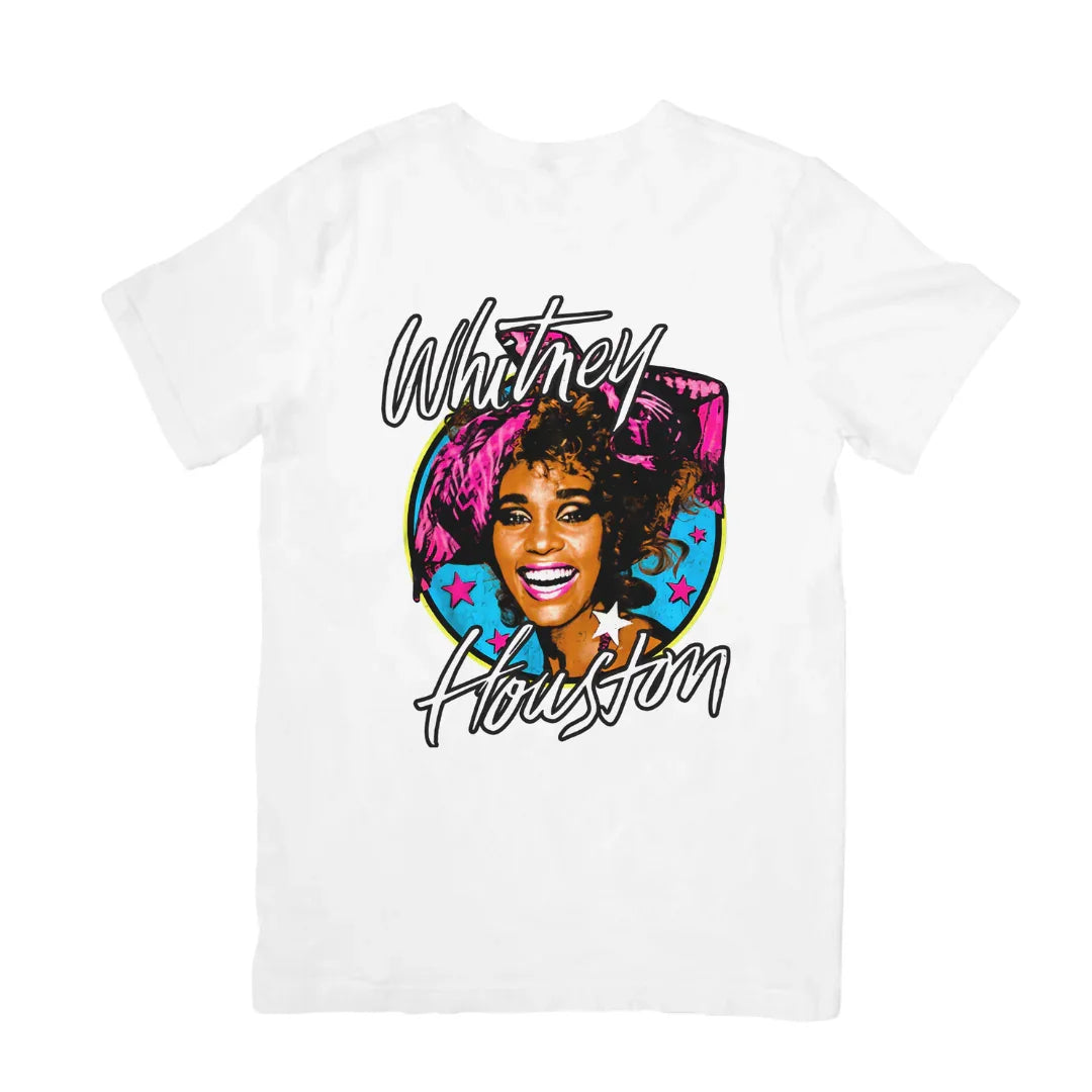 Camiseta Básica Whitney Houston Illustrated-BRANCO