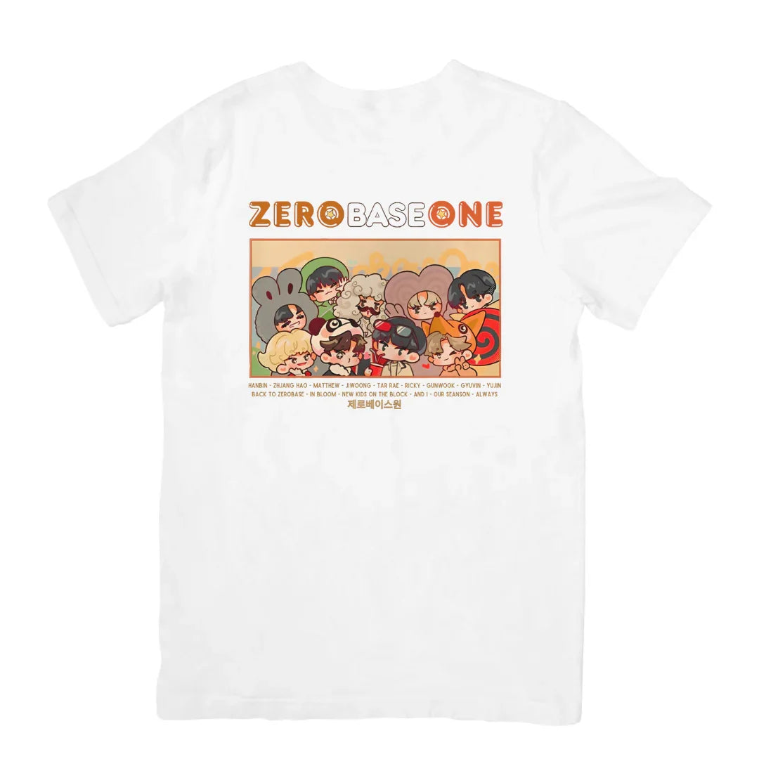 Camiseta Básica Zerobaseone Illustrated-BRANCO