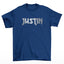 Camiseta Básica Justin Bieber Name Azul Marinho