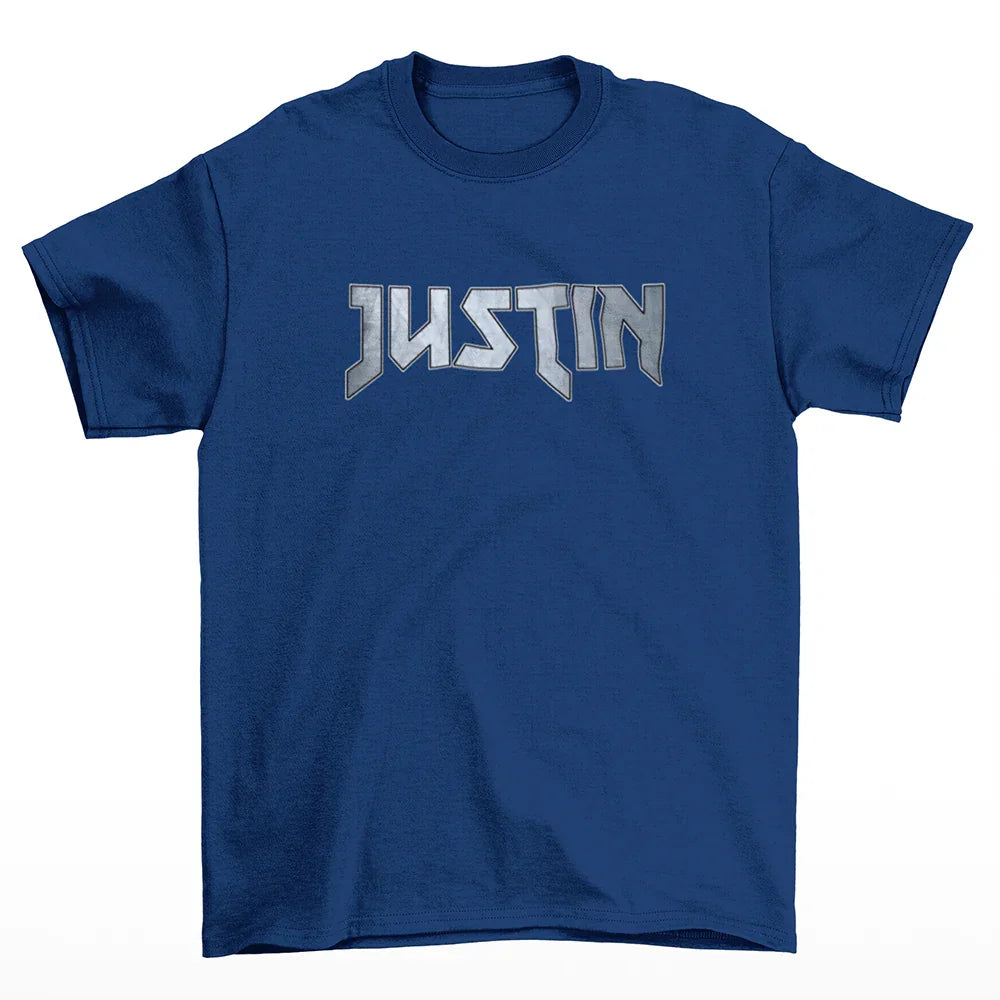 Camiseta Básica Justin Bieber Name Azul Marinho