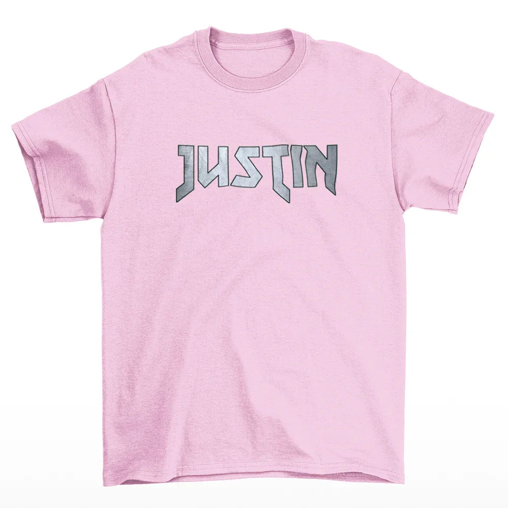 Camiseta Básica Justin Bieber Name Rosa  Bebê 