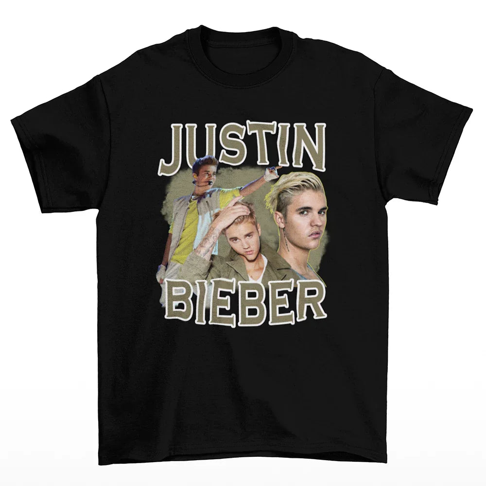 Camiseta Básica Justin Bieber Aesthetic Graphic Preto